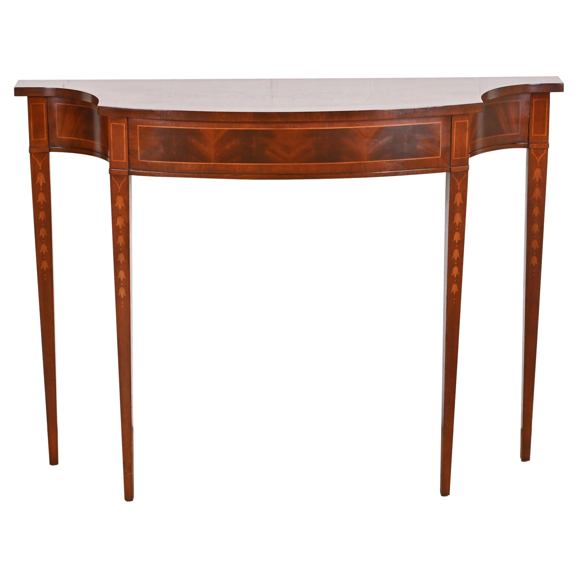 Wellington Hall Federal Inlaid Flame Mahogany Console or Entry Table For Sale
