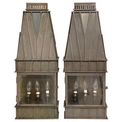 Paar architektonische georgianische gotische Bronzewandleuchter für den Außen- und Innenbereich 