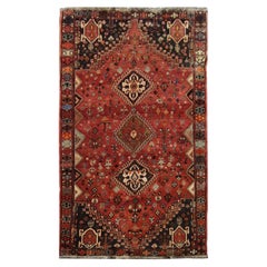 Persischer Vintage-Teppich Shiraz Handgefertigter Teppich Qashqai Stammes-Wohnzimmerteppich