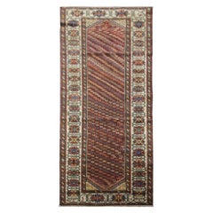 Antiker persischer orientalischer Wohnzimmer-Läufer aus Wolle, gestreifter, handgefertigter Teppich 