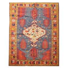 Vintage Caucasian Karabagh Carpet Handmade Tribal Rustic Wool Rug for Sale