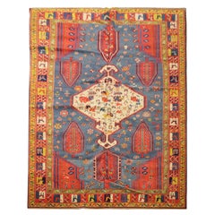 Tapis caucasien antique Karabagh en laine tribal et rustique fait à la main, en vente