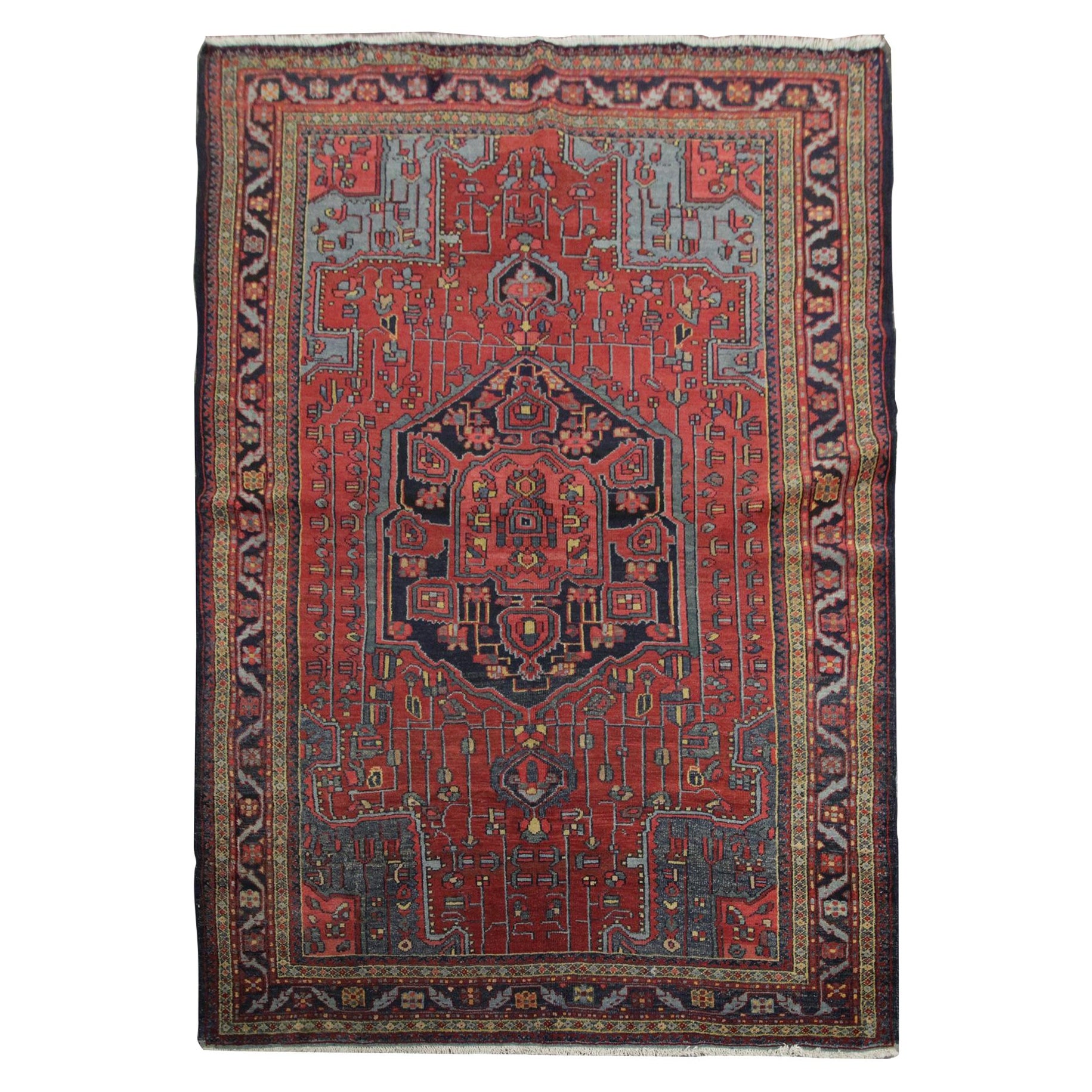 Antique Handmade Carpet Oriental North West Iran Wool Living Room Rug For Sale