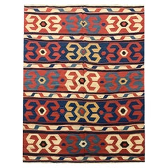Antique Persian Kilim Rug, All Over Traditional Geometric Kelim