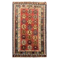 Antique Persian Qashqai Kilim Rug, Wool All Over Pattern Kelim