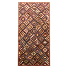 Antiker persischer Shahsavan-Kelim-Teppich aus Wolle, geometrischer Kelim, Allover-Teppich