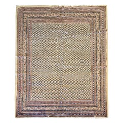 Antique Sarough Carpet, Cream Paisley All Over Botteh Mir