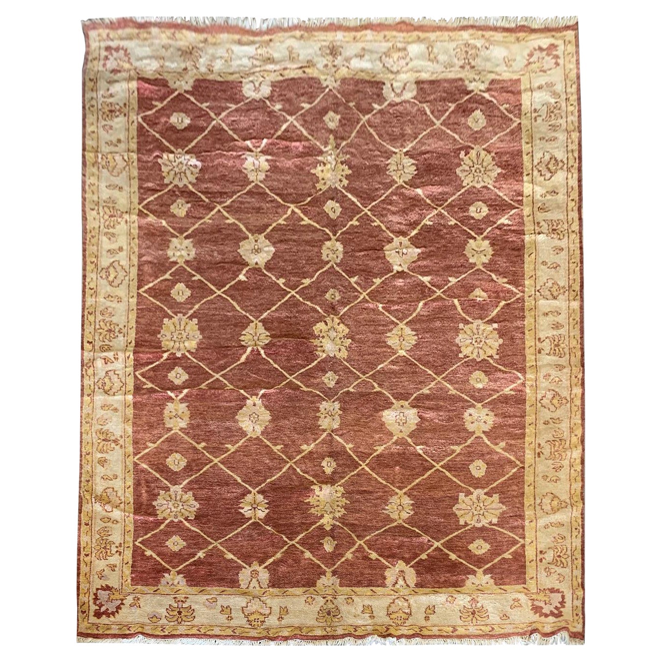 Indian Ziegler Rug, Large Red Wool Carpet For Sale