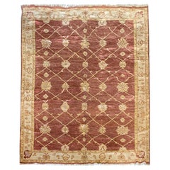Indian Ziegler Rug, Large Red Wool Carpet