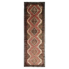 Tapis de couloir persan Hamedan vintage, tapis de couloir géométrique