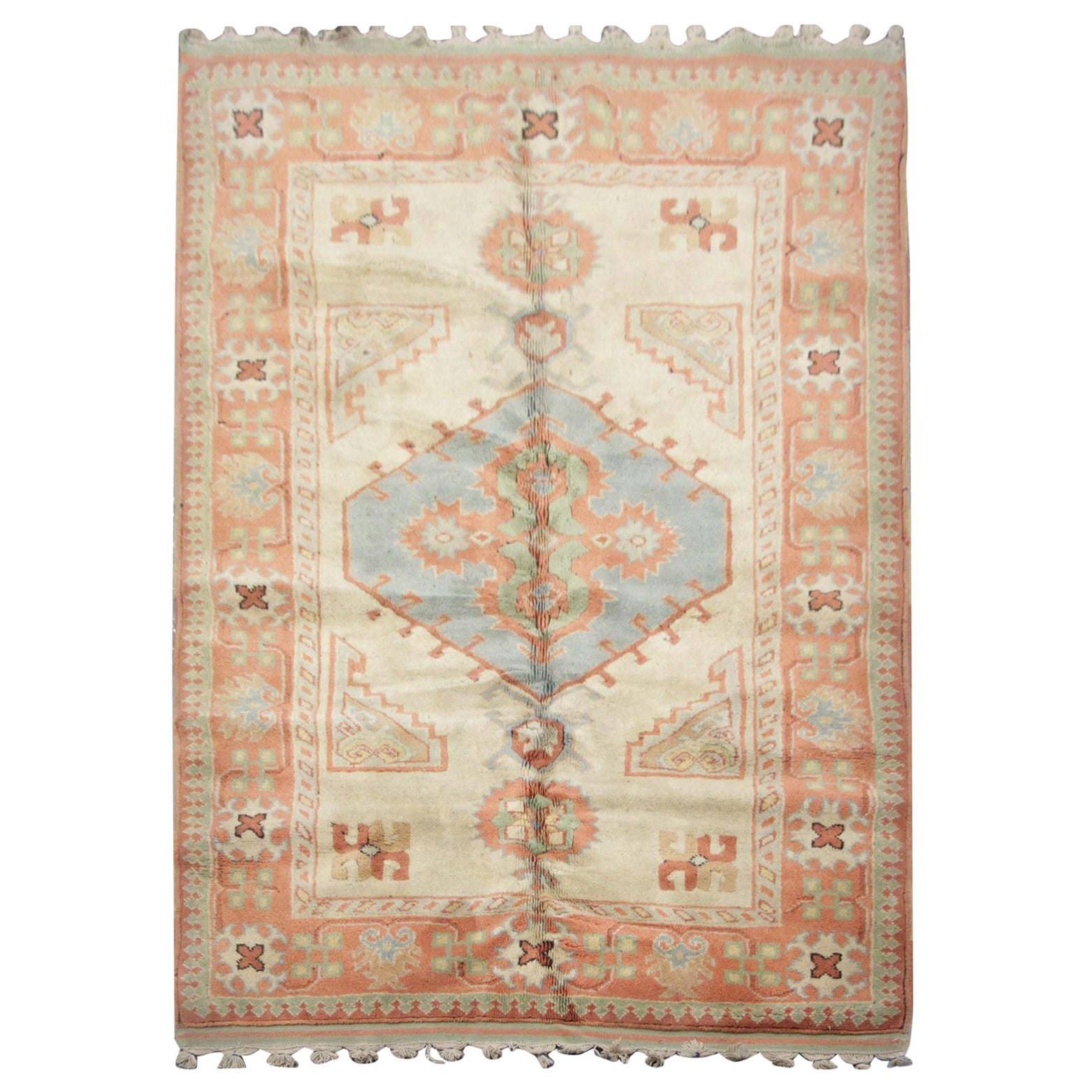 Vintage Rug Handmade Carpet, Turkish Rug Milas Rustic Living Room Rugs for Sale