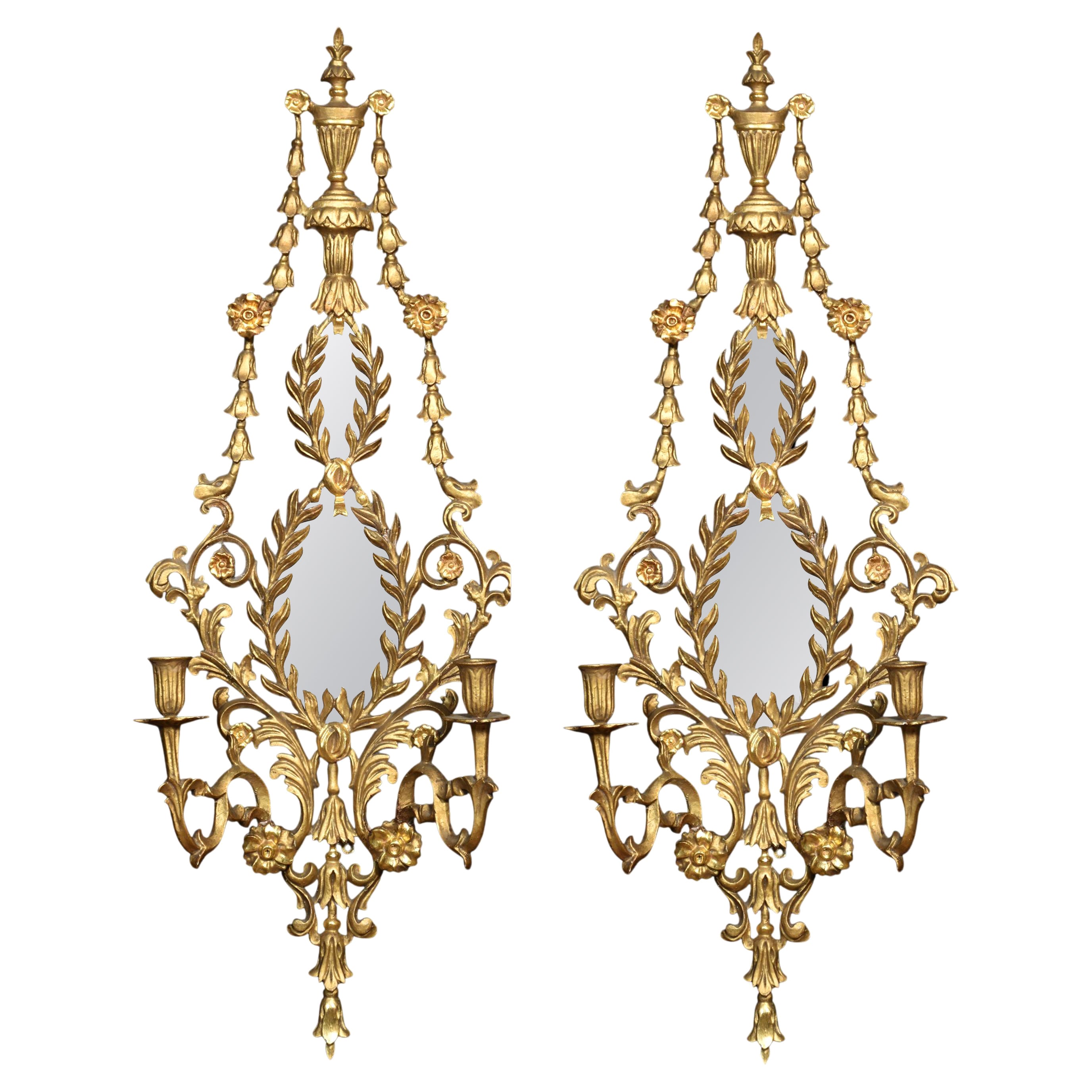Pair of Neo-Classical style giltwood girandoles For Sale