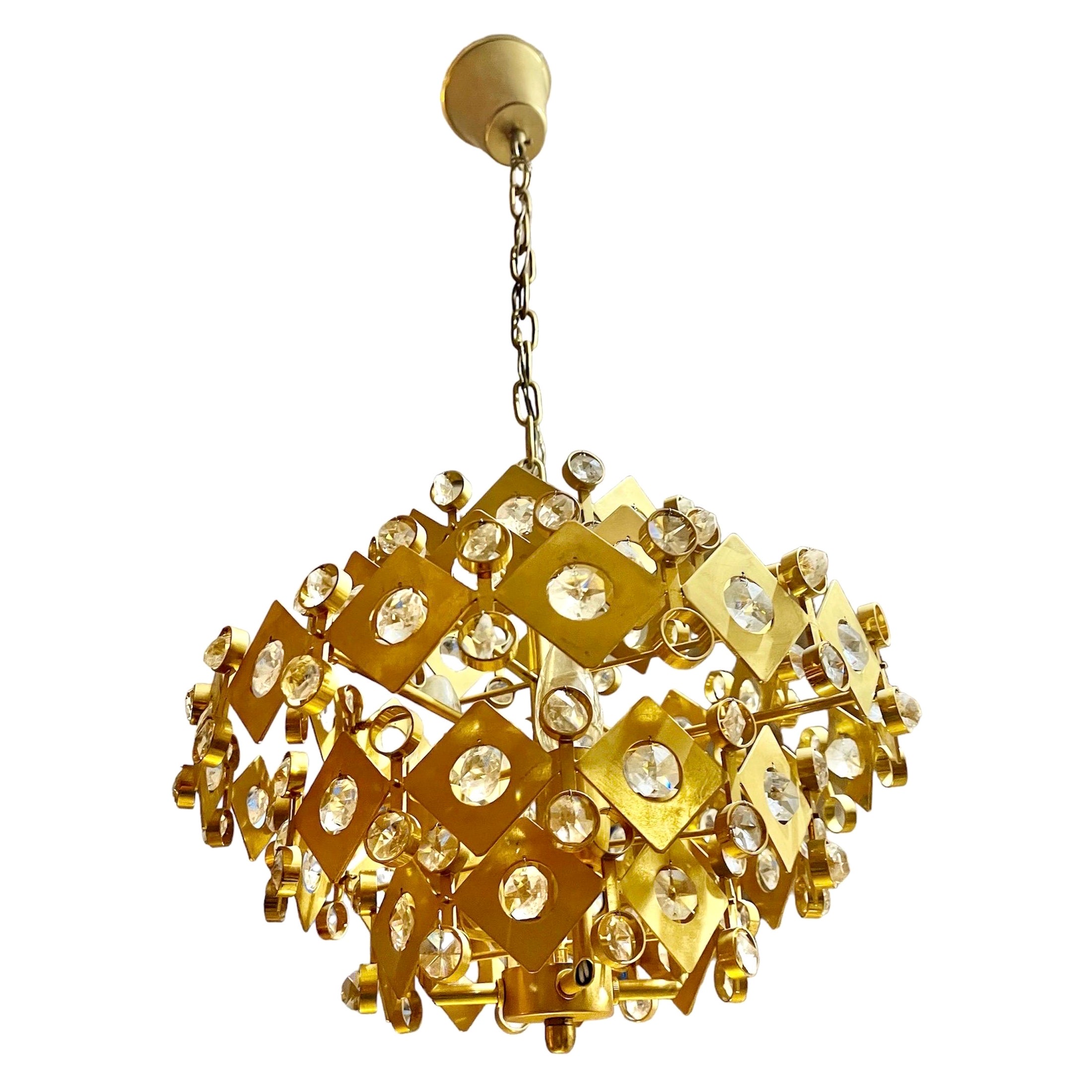 Brutalist Palwa cristal and gilt gold , 1960s For Sale