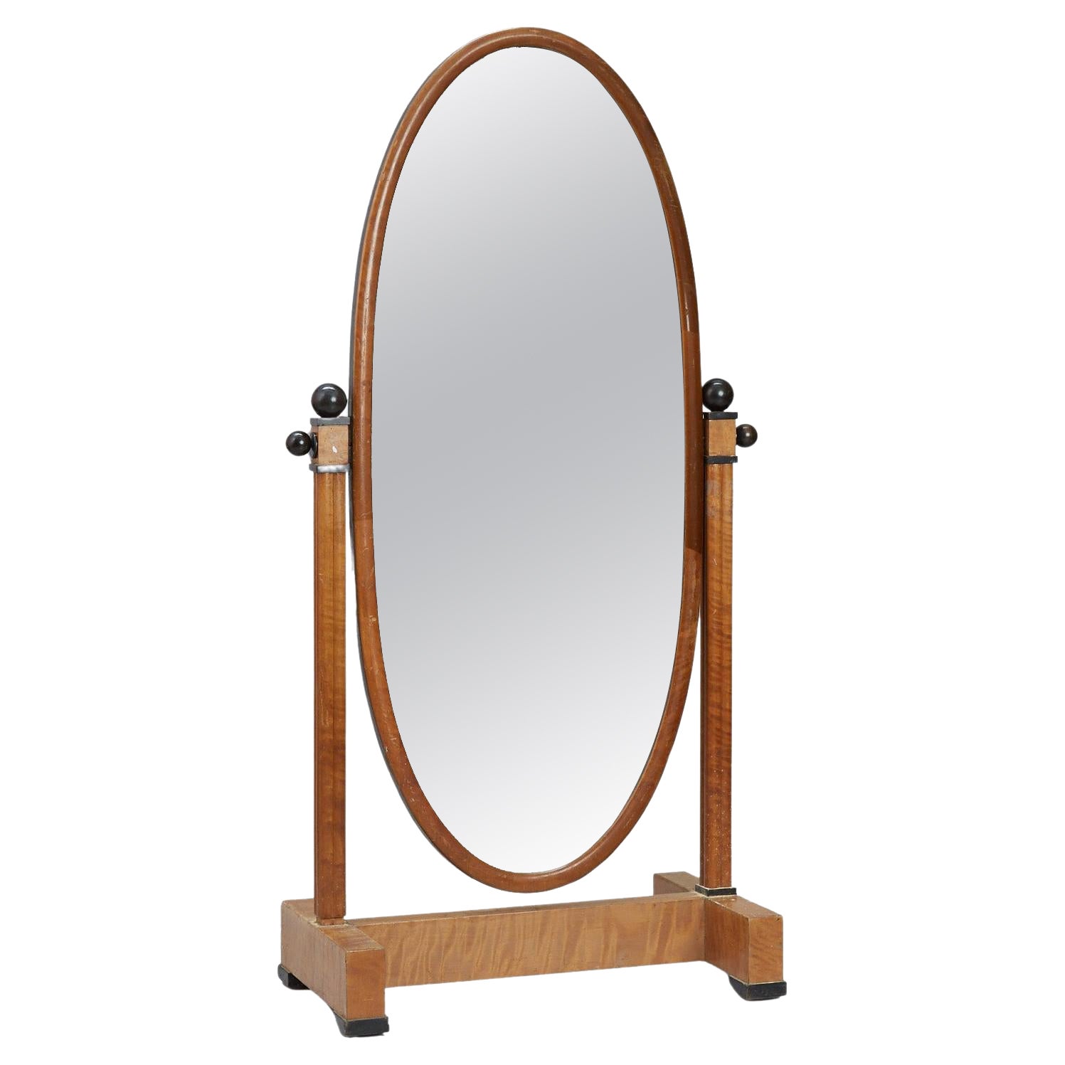 Art Deco Cheval Mirror, Maple, 1930s