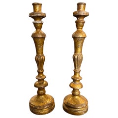 Early 19th Century Set of Two Empire Giltwood Sicilian Torcheres