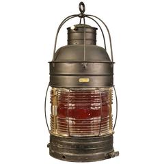 Antique Lighthouse Beacon with Red Lens