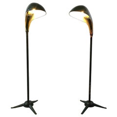 Paire de lampadaires vintage en métal, années 1970