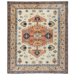 7.8x9.2 Ft Traditional Retro Handmade Turkish Rug with Medalllion, 100% Wool