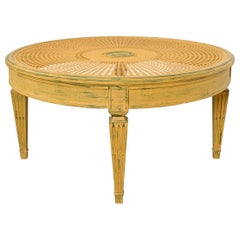 Vintage Baker Furniture Style French Regency Louis XVI Painted Cane Coffee Table 