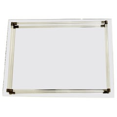 Vintage Beveled Edge Mirror Tray with Glass Rails