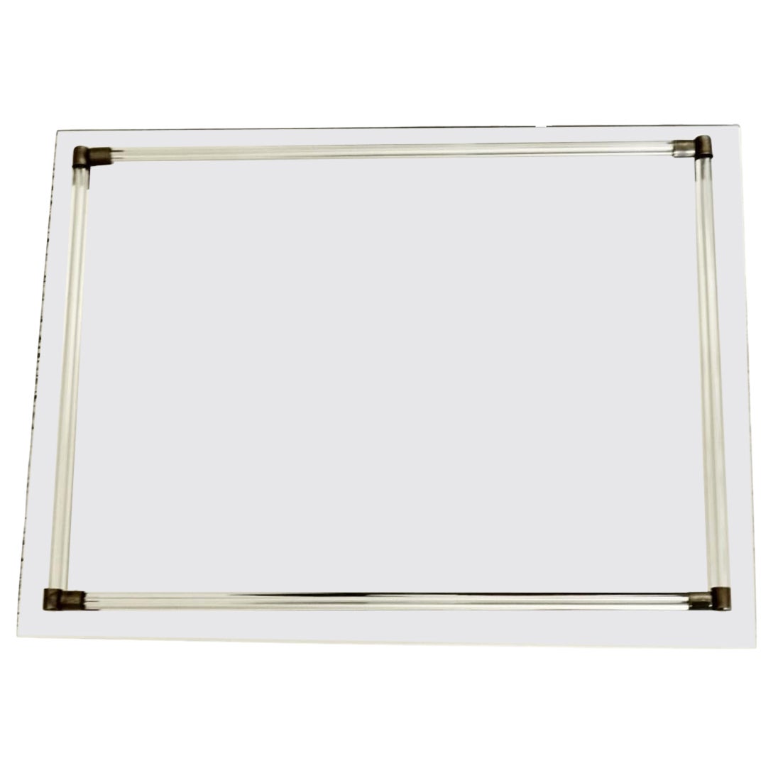 Beveled Edge Mirror Tray with Glass Rails For Sale