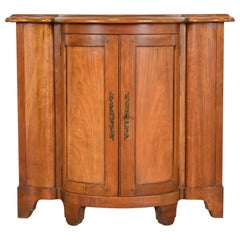 Used Baker Furniture Regency Cherry Wood Demilune Console or Bar Cabinet