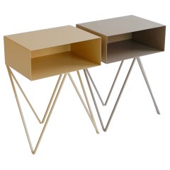 Pair of Mismatched Butternut and Coco Robot Bedside Tables - Nightstands
