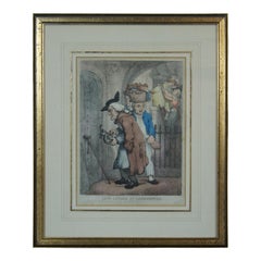Antiquité 1811 Thomas Rowlandson Love Laughs at Locksmiths Gravure en couleur 21".