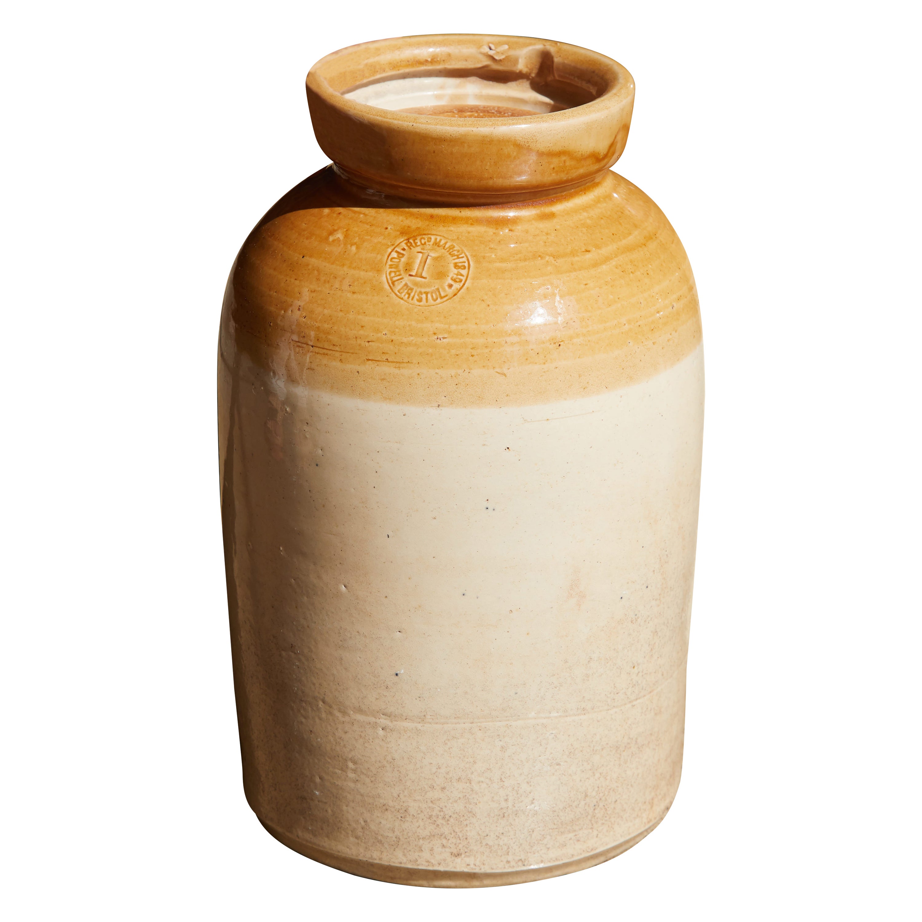 Antique English Vitrified Stoneware Jar, 1849 For Sale