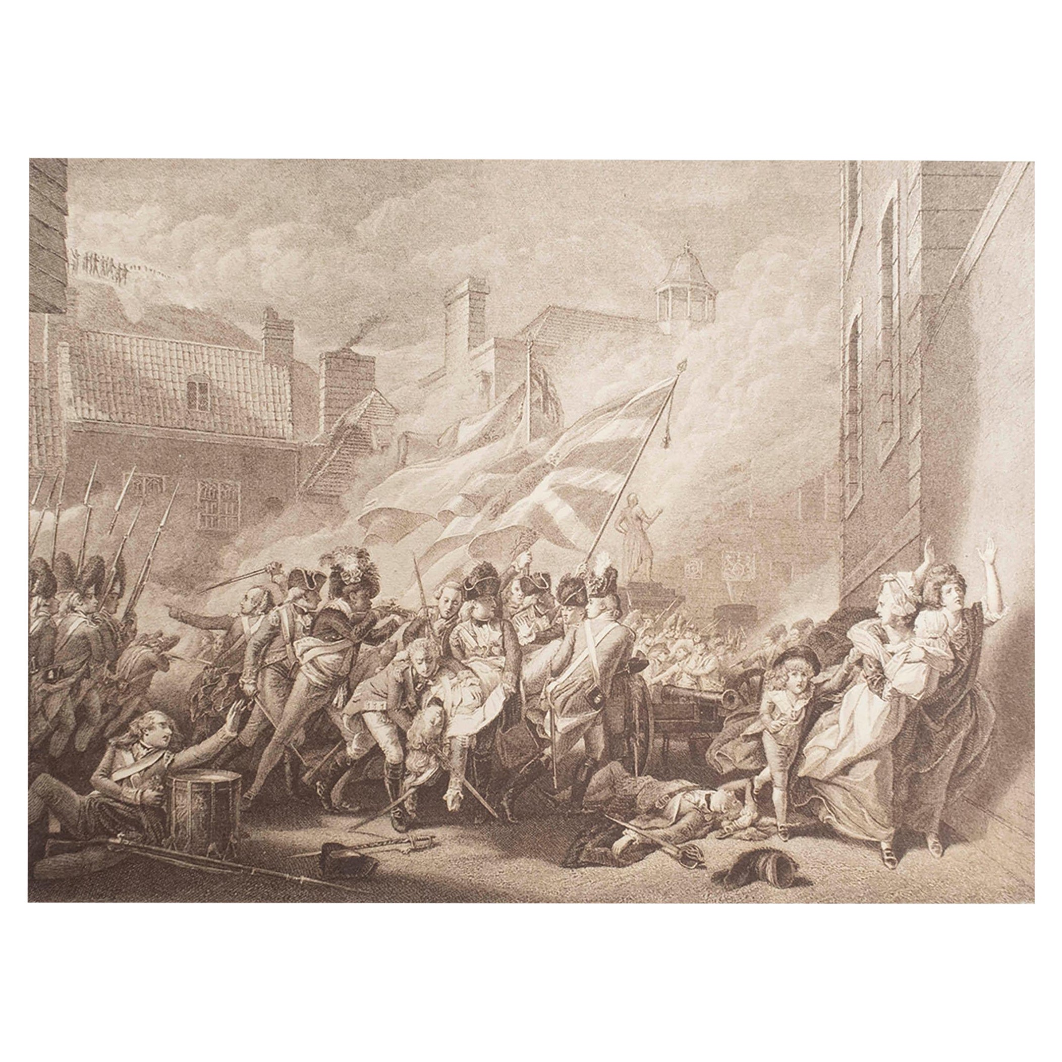 Impression historique américaine originale et ancienne. "La bataille de Jersey " C.1870