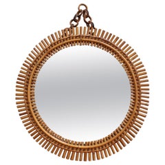 Vintage Italian Round Wall Mirror with Hanging Chain (circa 1960s)