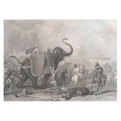 Impression ancienne originale des guerres ikh - Siege de Multan. C.1850