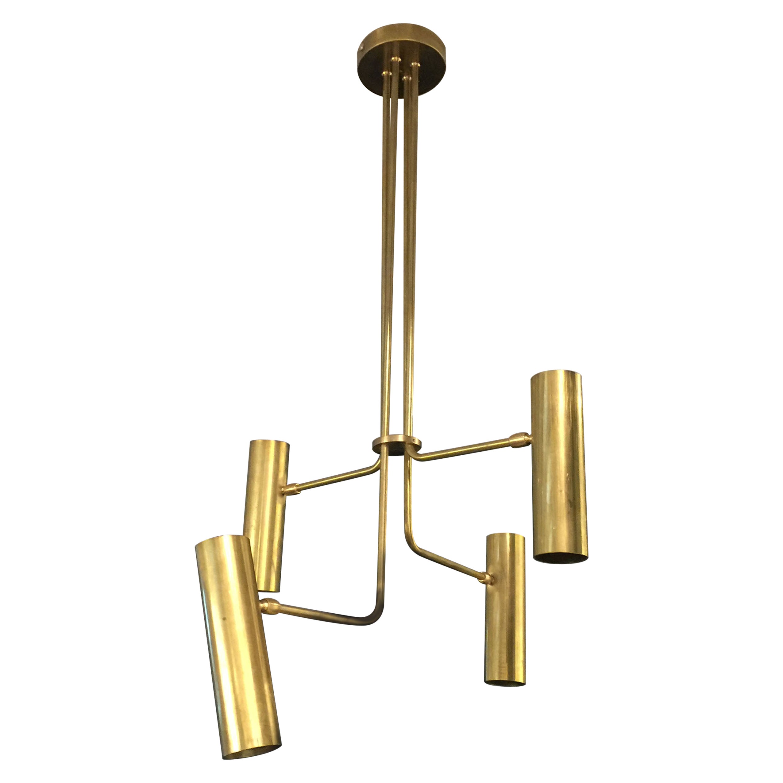 Natural Brass Contemporary-Modern Decorative Chandlier Handcrafted in Italy For Sale