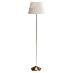 Swedish Designer, Floor Lamp, Brass, Fabric, Sweden, 1960s