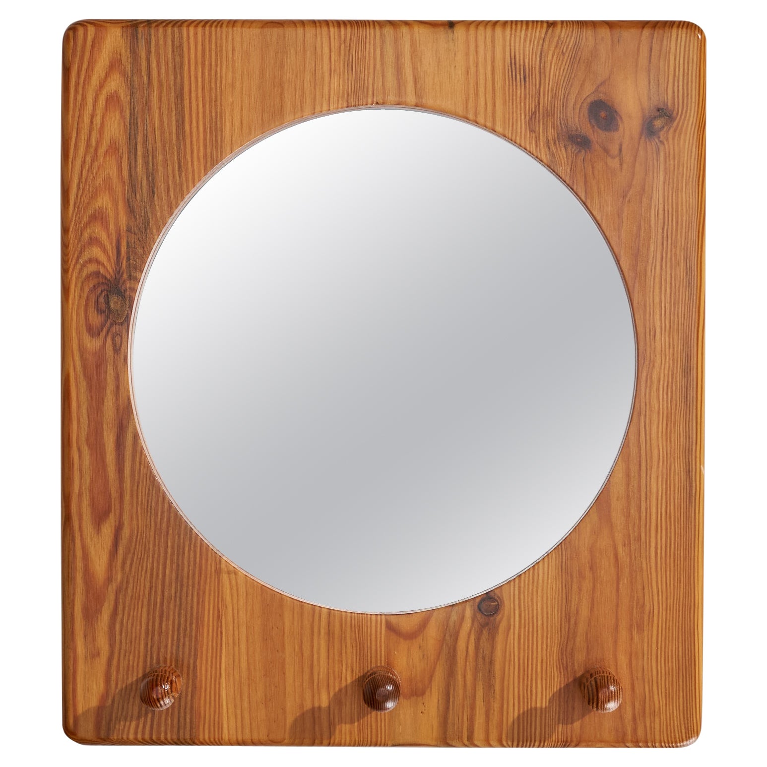 Stig Johnsson, Wall Mirror, Pine, Sweden, 1970s For Sale
