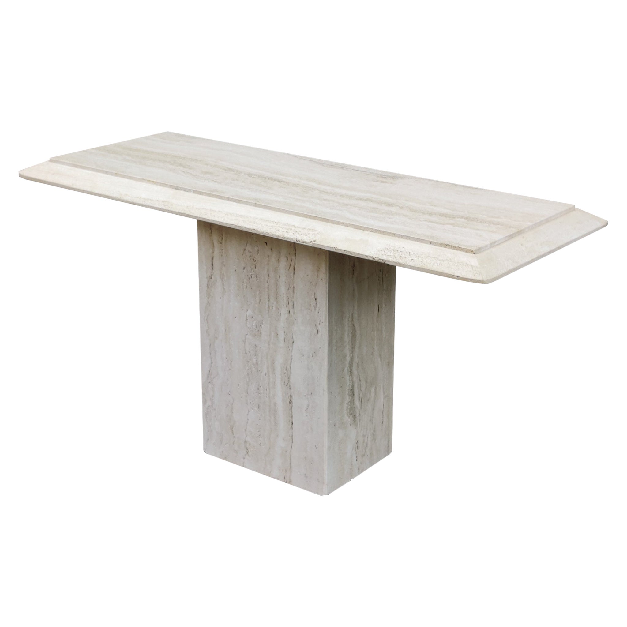 Stone International Italian Travertine Marble Console Table Mid-Century Modern