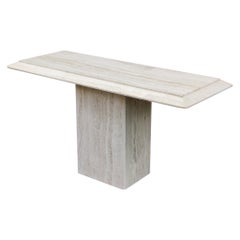 Stone International Mesa consola de mármol travertino italiano Moderna de mediados de siglo