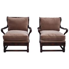 Ojne of Two 1920s Carved Spanish Revival Side Chairs