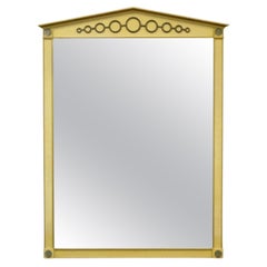 Retro Hollywood Regency Neoclassical Brass Ring Cream Painted Wall Mirror