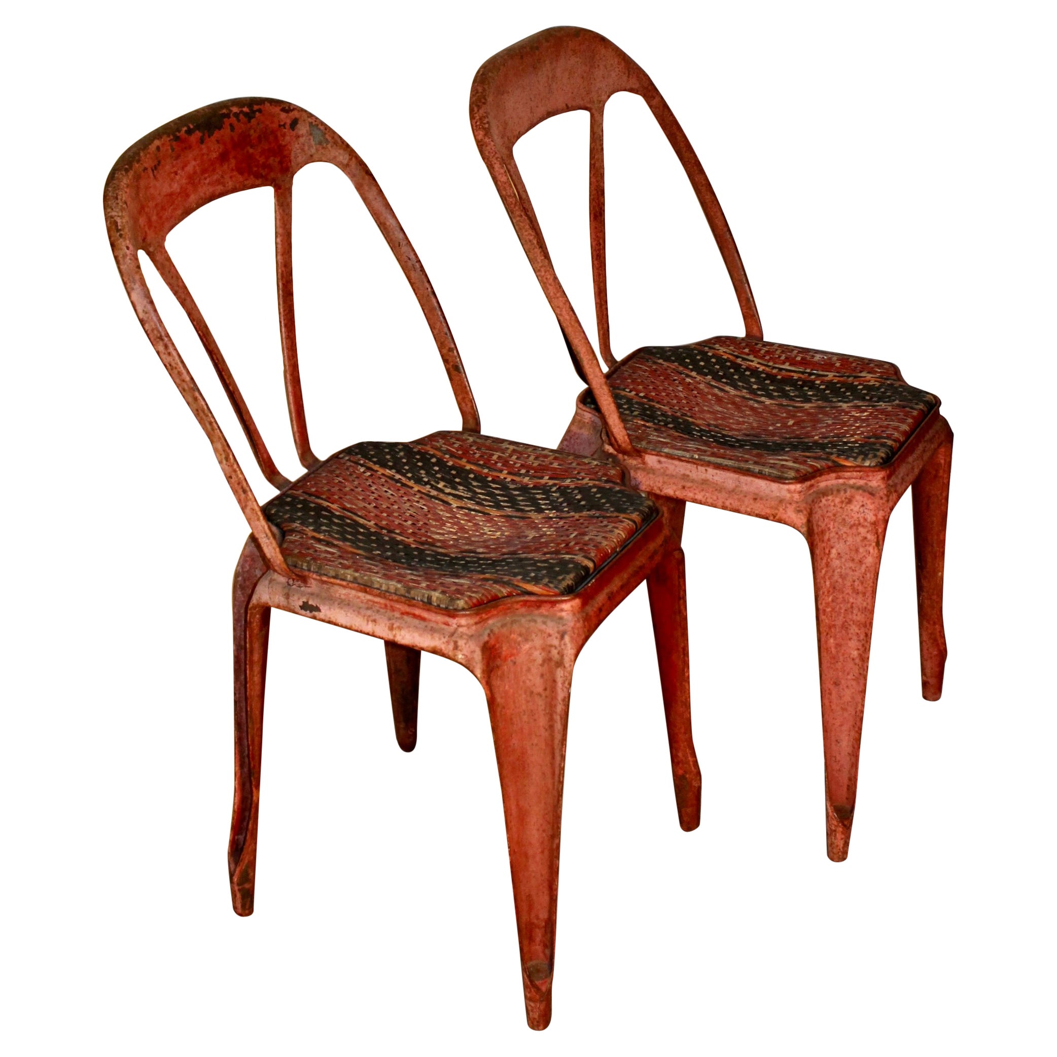 Pair French Terrace or Cafe Chairs Designers:Xavier Pauchard & Joseph Mathieu For Sale