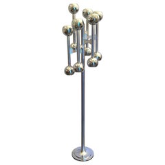 Vintage Mid Century modern Crhomed steel floor lamp in Space age Style, Italy 1970 's