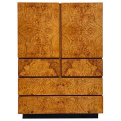 Midcentury Burl Wood Gentleman's Dresser Armoire - Roland Carter - Lane - 1970s