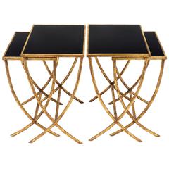 Vintage French Pair of Nesting Tables in the Manner of Jacques Adnet