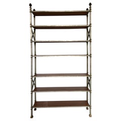 Billy Baldwin Style Metal & Brass Etagere Book Shelves, 20th Century