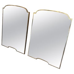 Set of Two 1950s Gio Ponti Style Mid-Century Modern Brass Italian Wall Mirrors