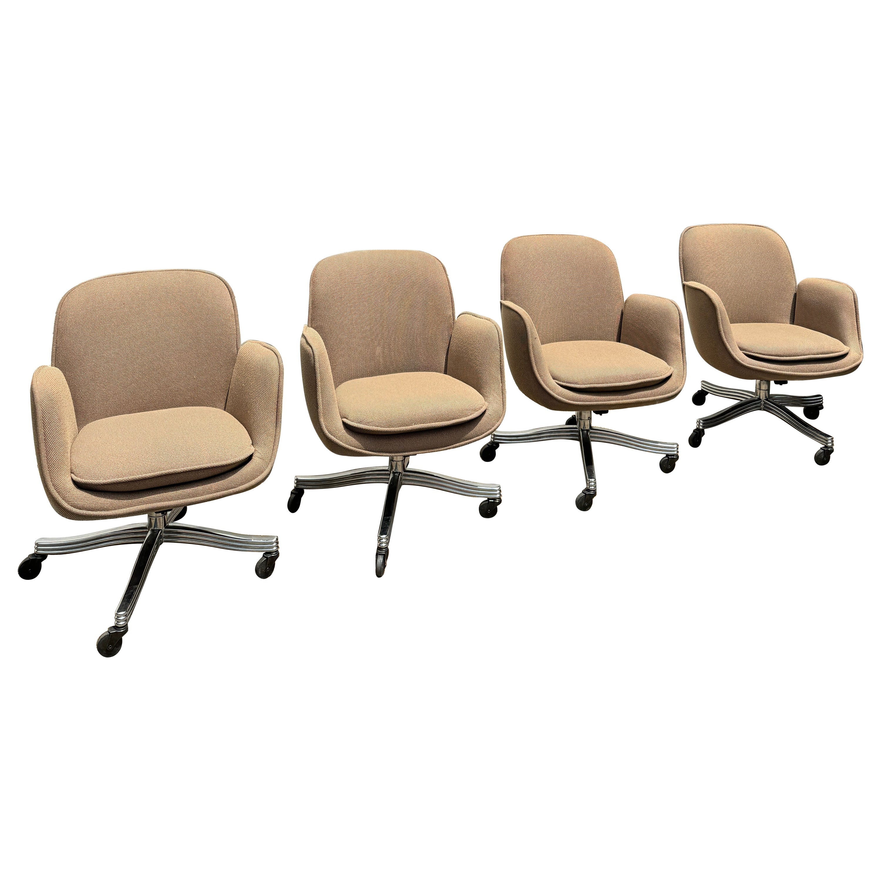Super comfy set of 4 bucket office chairs by Faultess Doerner, circa 1970s For Sale