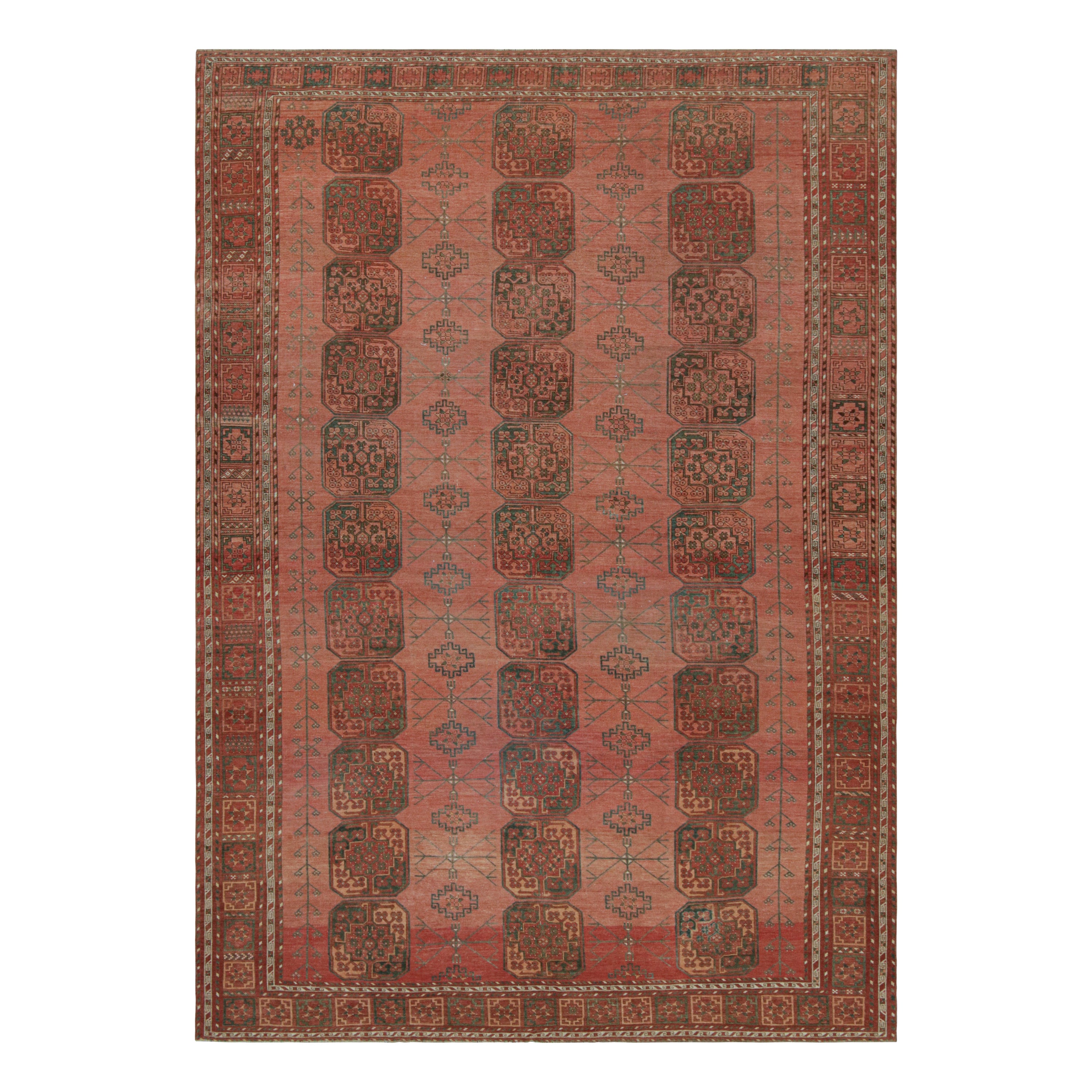 Vintage Ersari Rug in Red with Geometric Medallions, from Rug & Kilim For Sale