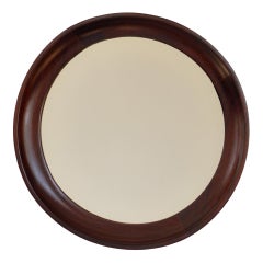 Brazilian Midcentury Round Wall Mirror in Rosewood, c. 1970