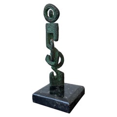 Sculpture abstraite brésilienne moderne du milieu du siècle dernier en bronze sur socle en granit, années 1960