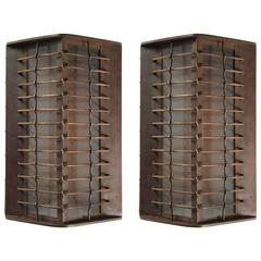 Pair of Slim Bronze Exterior Industrial Sconces